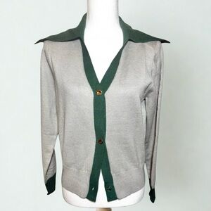NWT Area Stars Two-Tone Gray Green Cardigan Sweater Women Medium
